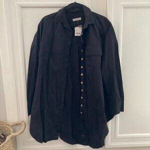 NWT We The Free FP Poppy Maxi Shirt Long Sleeve Black Sz XS